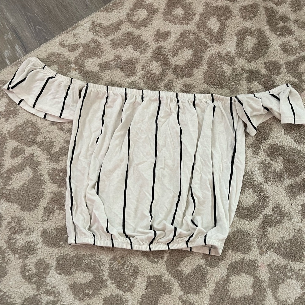 striped off the shoulder crop top